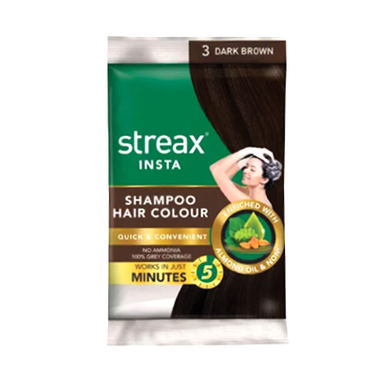 Streax Insta Hair Colour Shampoo Dark Brown 3	